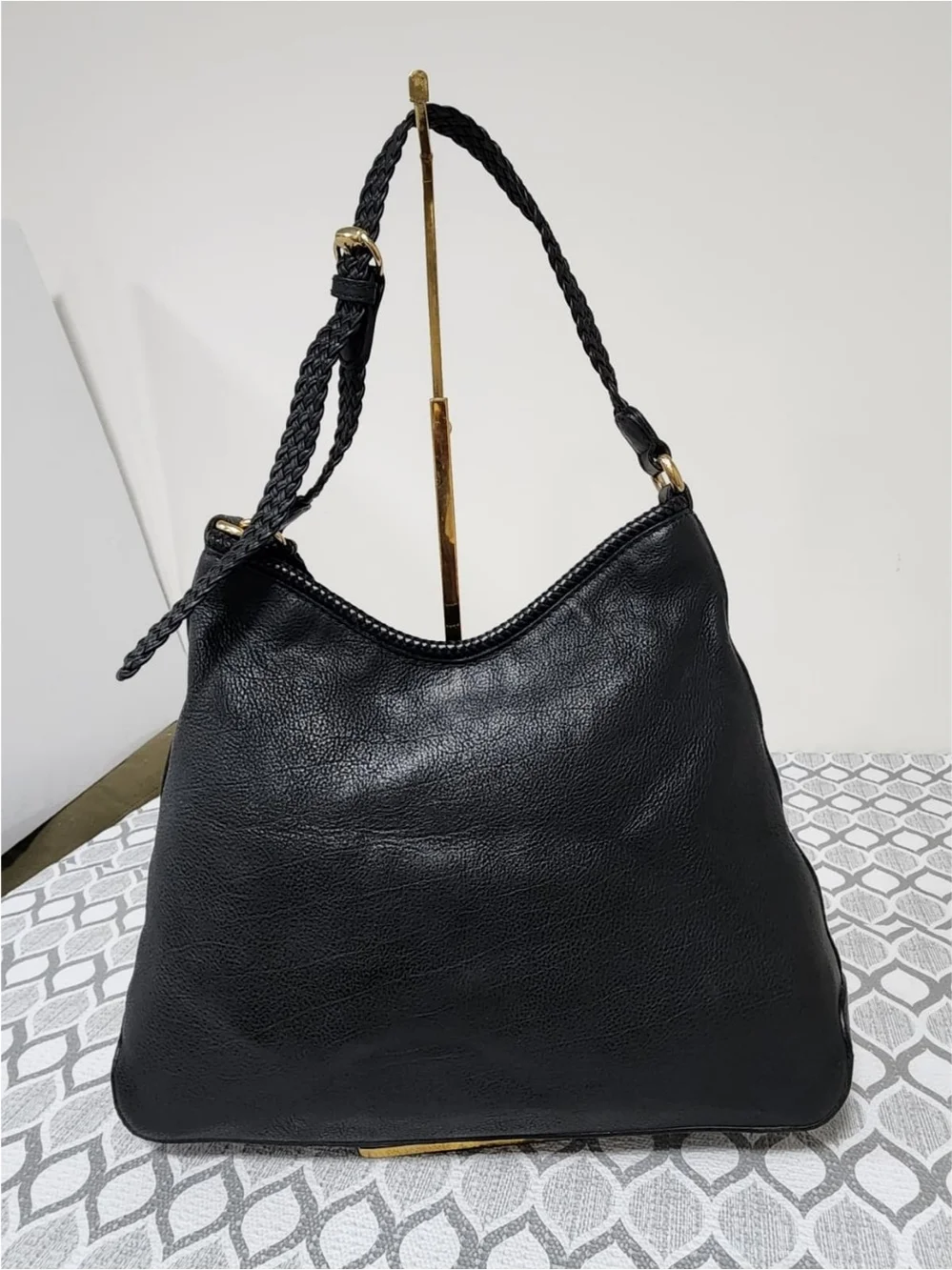 GUCCI Pebbled Calfskin Medium Marrakech Hobo Bag Black